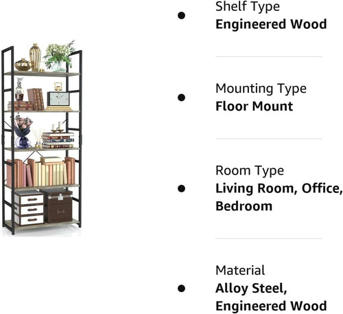 Grey Five Tier Bookshelf for Home Office and Living Room Home and living 2026