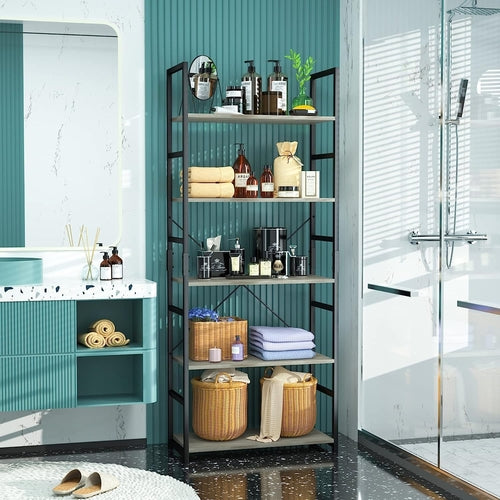 Grey Five Tier Bookshelf for Home Office and Living Room Home and living 2026