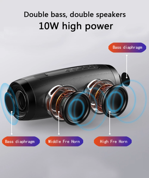 Portable Bluetooth Speaker with Beat-Synced RGB LEDs - Waterproof, Deep Bass & TWS Stereo Sound