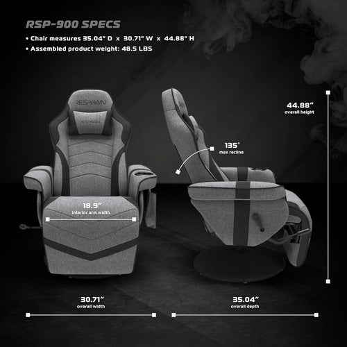 Ergonomic Gaming Recliner Chair with Footrest